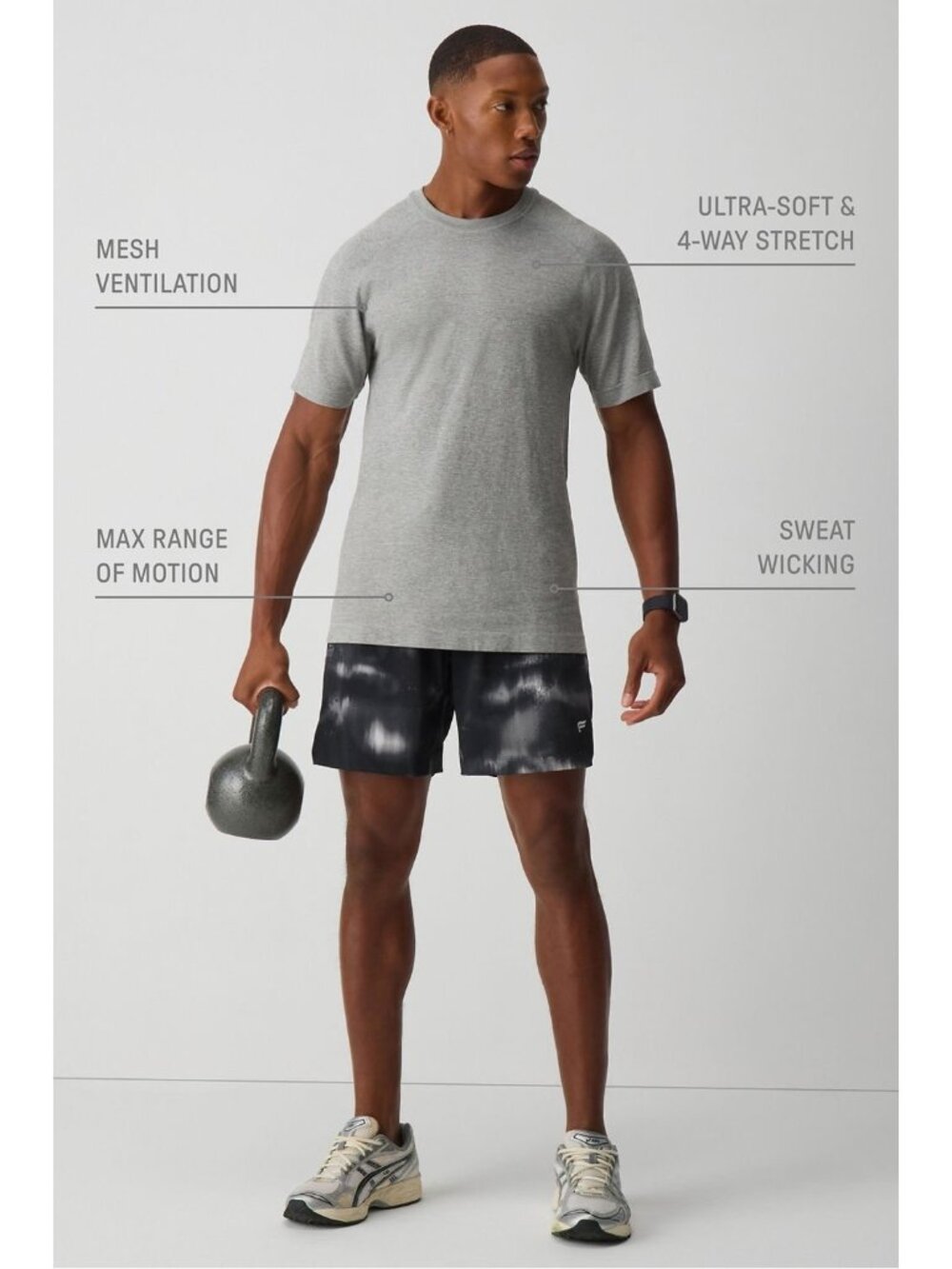 Fabletics The Training Day Tee Mid Grey Heathered Size Large NEW NWT Active Gym